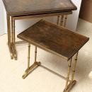 Set Vintage Gilt Brass Bamboo Leg Nesting Tables