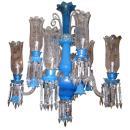 Exceptional Antique Blue Opaline Glass Chandelier