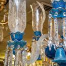 Exceptional Antique Blue Opaline Glass Chandelier