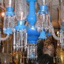 Exceptional Antique Blue Opaline Glass Chandelier