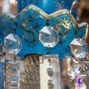 Exceptional Antique Blue Opaline Glass Chandelier