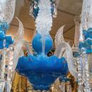 Exceptional Antique Blue Opaline Glass Chandelier