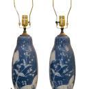 Pair Antique Pate-sur-pate Porcelain Table Lamps