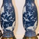 Pair Antique Pate-sur-pate Porcelain Table Lamps