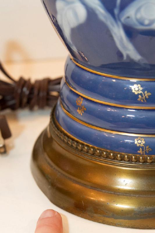 Pair Antique Pate-sur-pate Porcelain Table Lamps