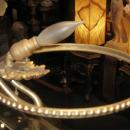 Antique Tiffany Studios Glass Shade & Bronze Table Lamp