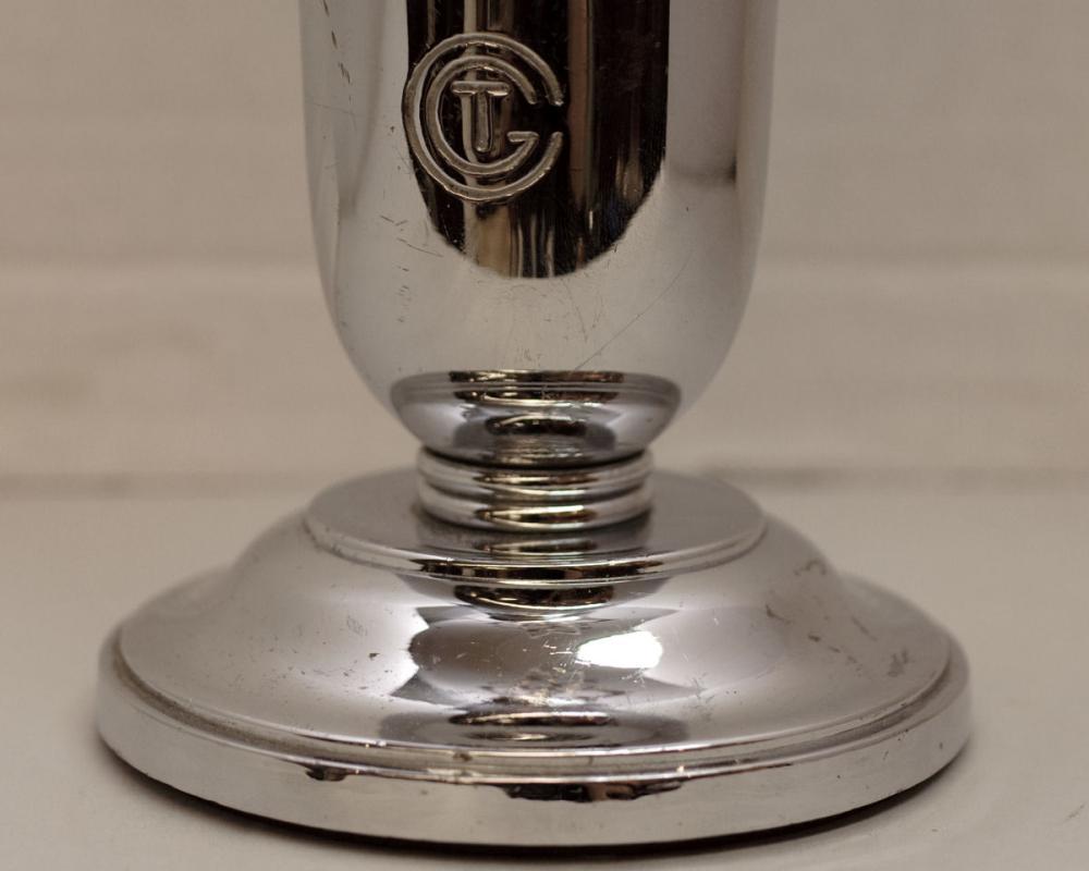 French Art Deco Chrome Plated Vase from French C.G.T. Oceanliner