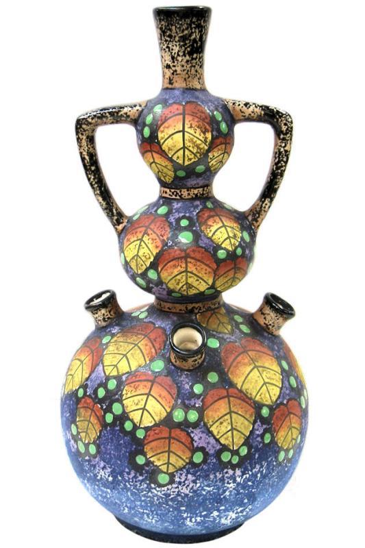 Vintage FBS FSB Czechoslovakian Triple Gourd Ceramic Pottery Vase