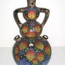 Vintage FBS FSB Czechoslovakian Triple Gourd Ceramic Pottery Vase
