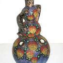 Vintage FBS FSB Czechoslovakian Triple Gourd Ceramic Pottery Vase