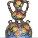 Vintage FBS FSB Czechoslovakian Triple Gourd Ceramic Pottery Vase