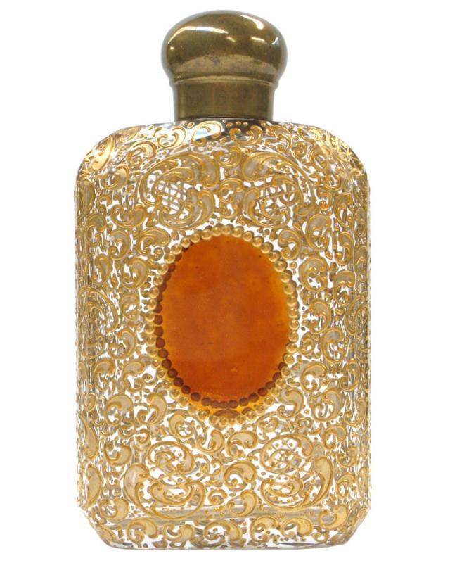 Antique Moser Bohemian Gilded Gilt Glass Flask