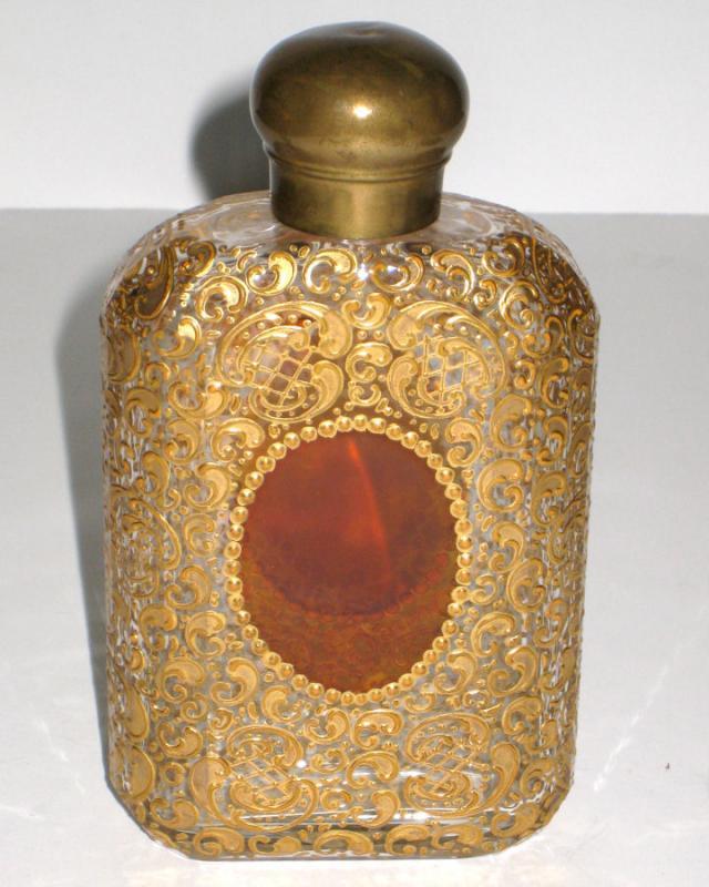 Antique Moser Bohemian Gilded Gilt Glass Flask