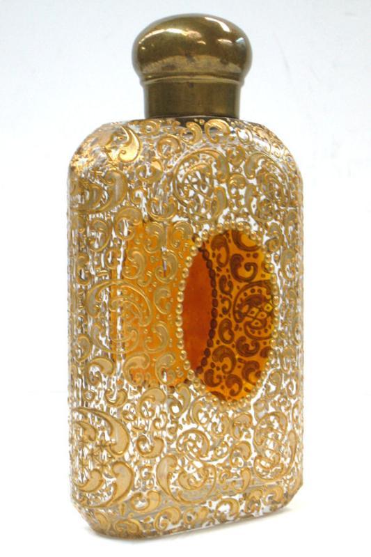 Antique Moser Bohemian Gilded Gilt Glass Flask