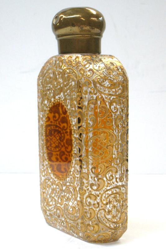 Antique Moser Bohemian Gilded Gilt Glass Flask