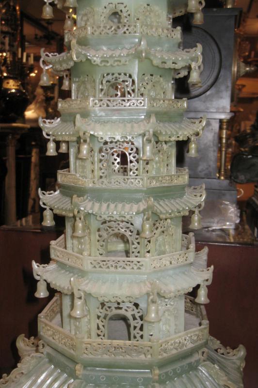 Antique Chinese Serpentine Stone Buddhist Pagoda 36 in (92 cm)