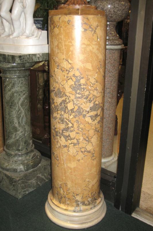 Pair Neoclassical Style Carved Alabaster Urns with Scagliola Pedestals