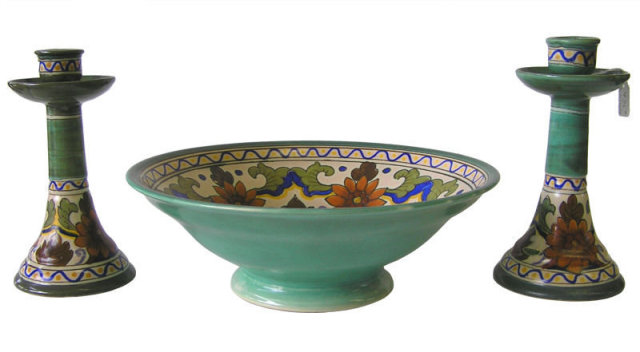 Orel Gouda Console Set Bowl & Candlesticks