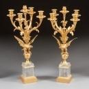 Pair Louis XV Federal Regency Style Gilt Bronze Candelabra with Eagles