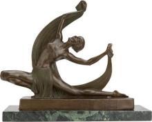 Exotic Dancer Art Deco Bronze Sculpture After Ferdinand Preiss