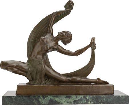 Exotic Dancer Art Deco Bronze Sculpture After Ferdinand Preiss