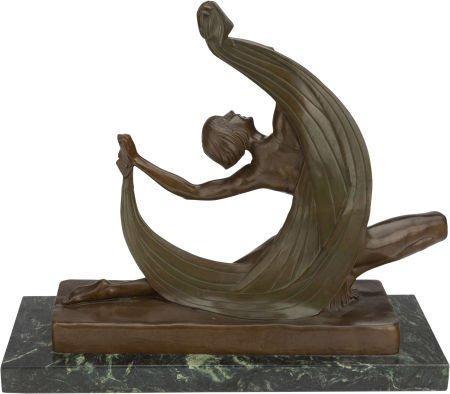 Exotic Dancer Art Deco Bronze Sculpture After Ferdinand Preiss