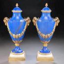 Pair English Georgian Adam Regency Style Gilt Bronze Urns