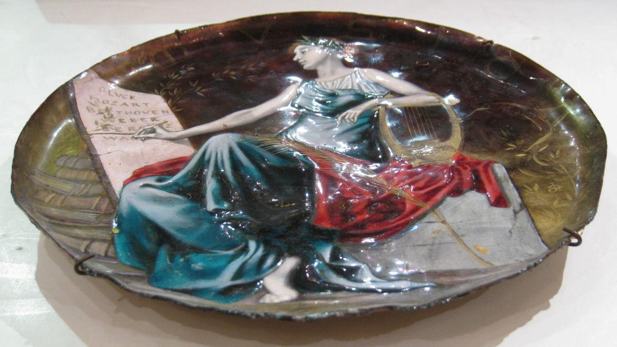Antique Limoges French Enamel Neoclassical Plaque by Jean George of Paris