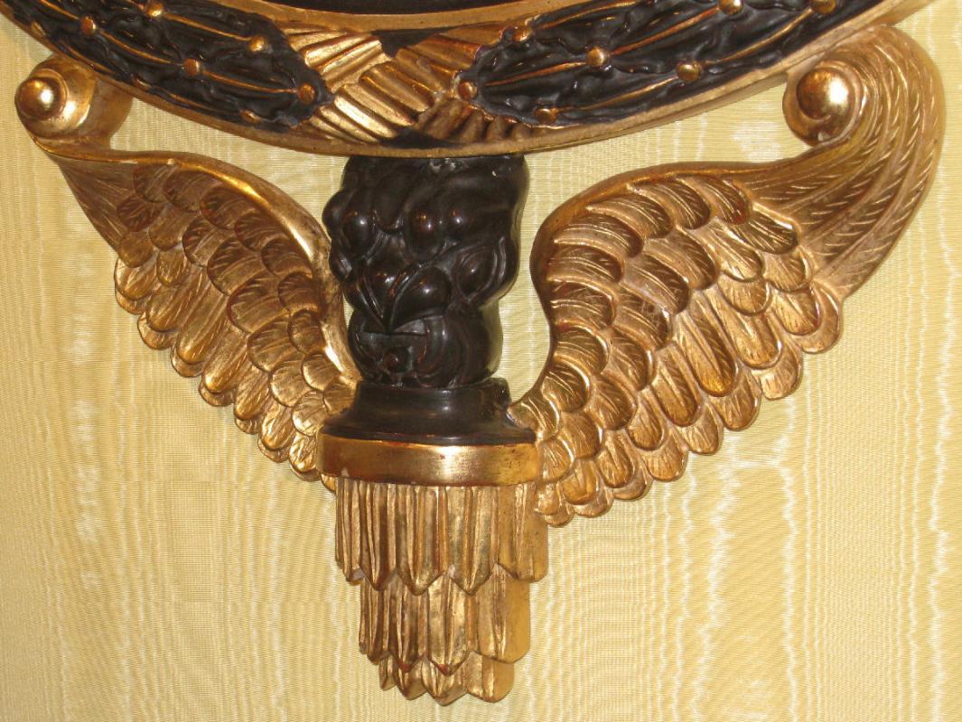 Egyptian Revival Empire Style Girandole Giltwood Wall Mirror
