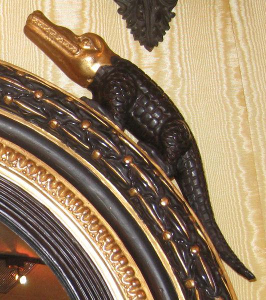 Egyptian Revival Empire Style Girandole Giltwood Wall Mirror