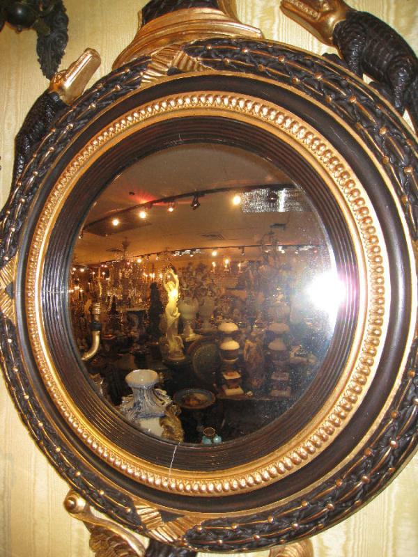 Egyptian Revival Empire Style Girandole Giltwood Wall Mirror