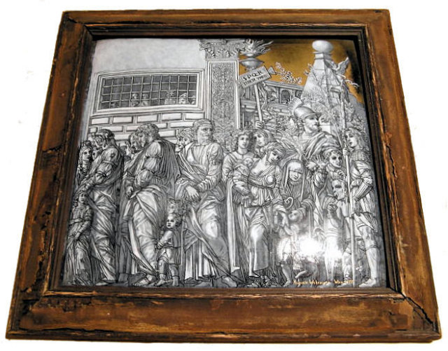 Antique WAHRMUND Wein Vienna Enamel Plaque