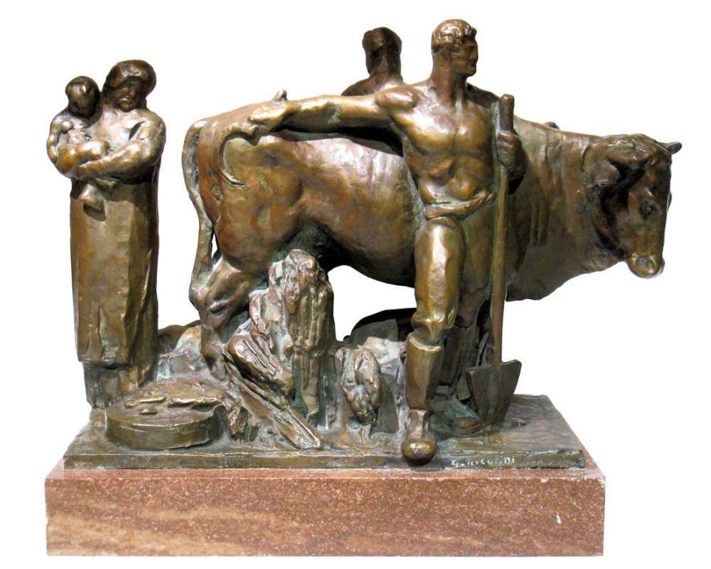 Giovanni Nicolini (1872-1956) Italian Social Realist Bronze Sculpture