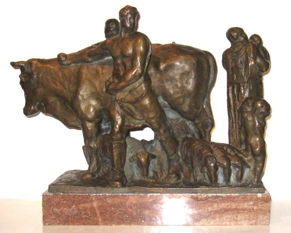 Giovanni Nicolini (1872-1956) Italian Social Realist Bronze Sculpture