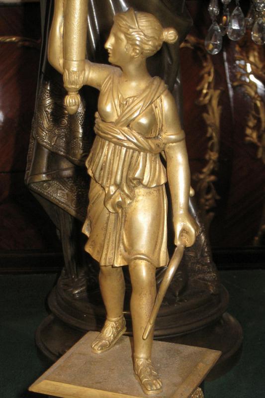 Pair Antique Empire Style Bronze Figural Candelabra