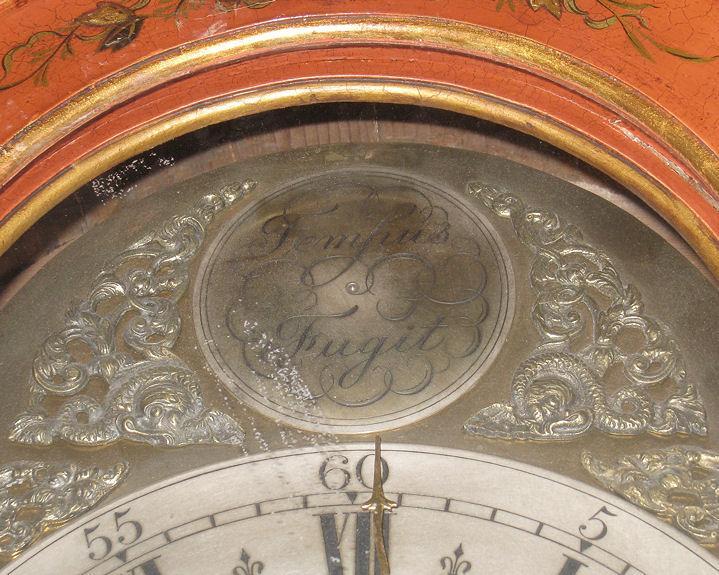 English Georgian Vermilion Red Chinoiserie Grandfather Clock by William Jackson