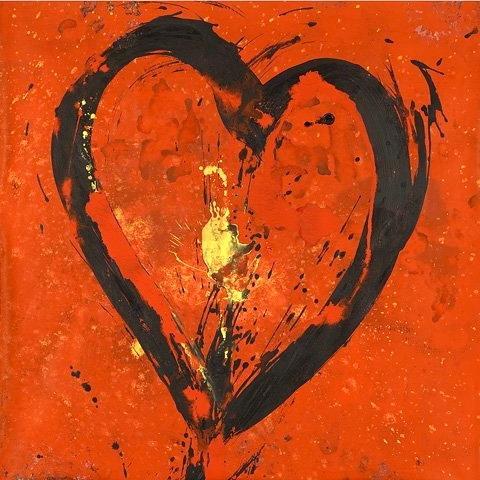 Jamali Painting with Heart Shape Motif in Pigment-on-Cork Medium