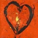 Jamali Painting with Heart Shape Motif in Pigment-on-Cork Medium