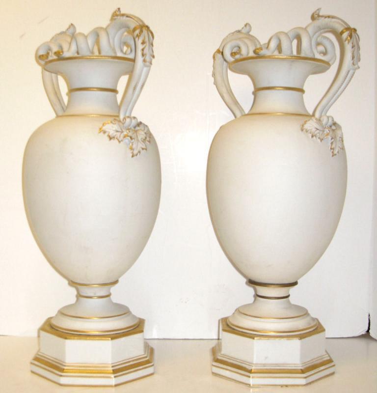 Pair of Antique Neoclassical Porcelain Vases by KPM