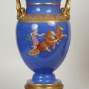 Pair Antique Greco-Roman Blue Glazed Pottery Table Lamps