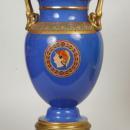 Pair Antique Greco-Roman Blue Glazed Pottery Table Lamps