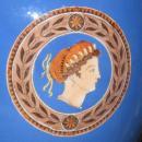 Pair Antique Greco-Roman Blue Glazed Pottery Table Lamps