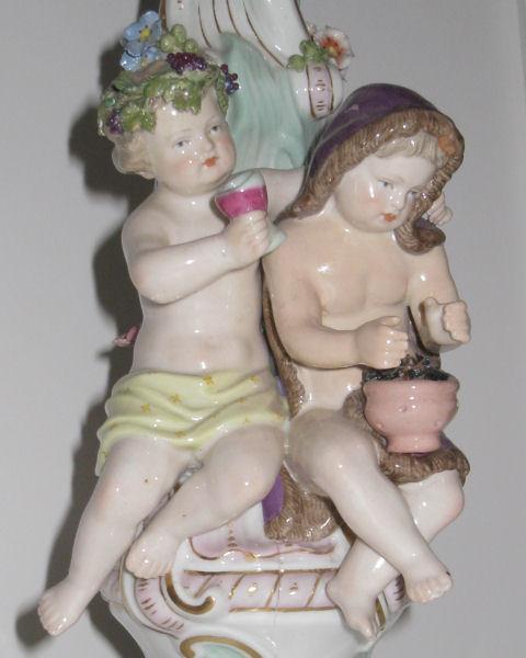 Pair Antique Meissen Figural Candelabra