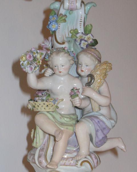 Pair Antique Meissen Figural Candelabra