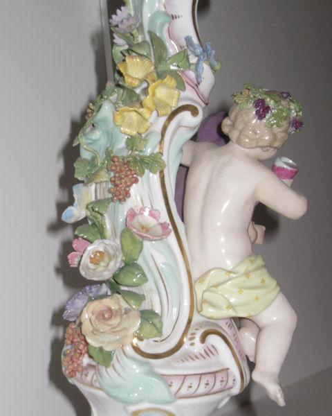 Pair Antique Meissen Figural Candelabra