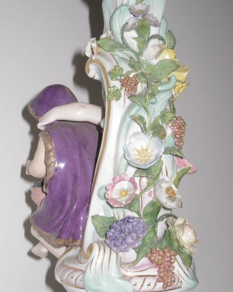 Pair Antique Meissen Figural Candelabra