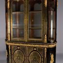 Napoleon III Bronze Mounted Ebonized Cabinet Bookcase with Brass Marquetry