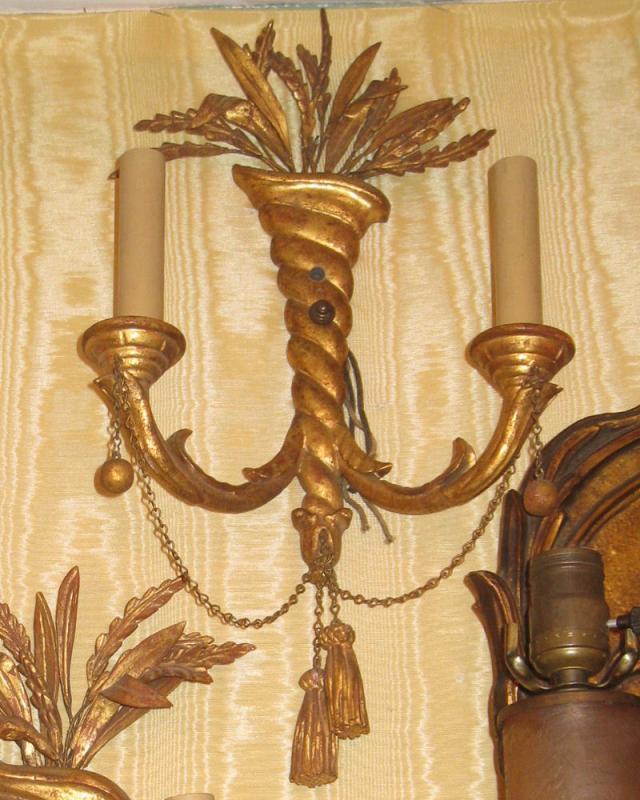 Set Four 4 Louis XV Neoclassical Style Antique Giltwood Sconces