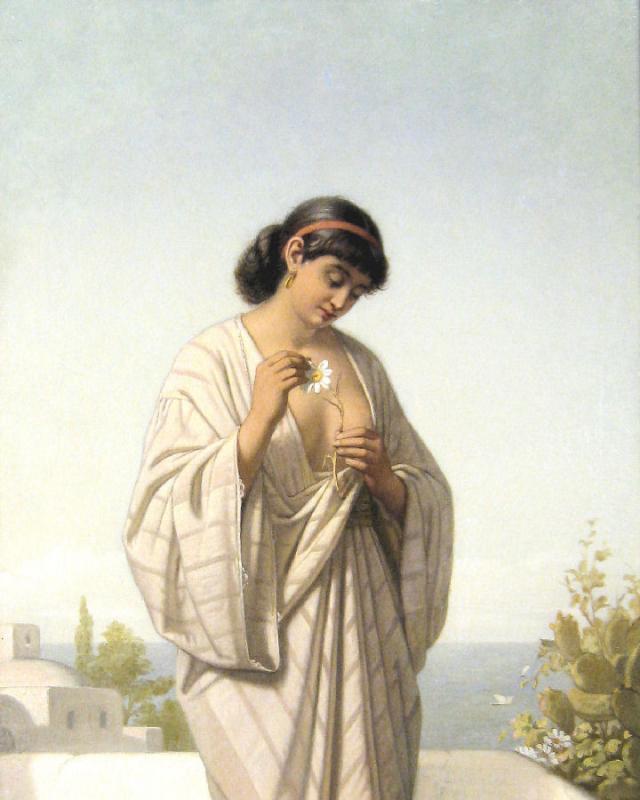 Neoclassical Orientalist Female Portrait Oil Painting by Godfried Guffens