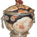 Pair Antique Chinese Imari Porcelain & Bronze Mounted Urns